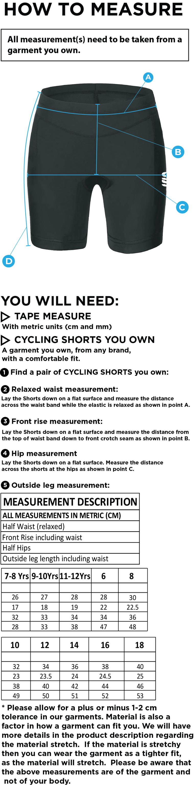 INCLUSION TEAM WOMENS DUAL CYCLING SHORT-Black - Size Guide