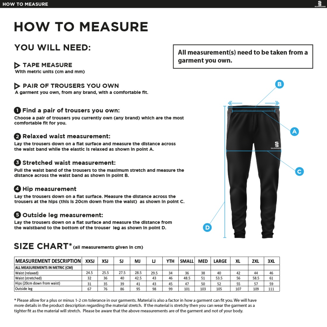 Performing Arts - Dual Skinny Pant - Unisex Fit - Size Guide