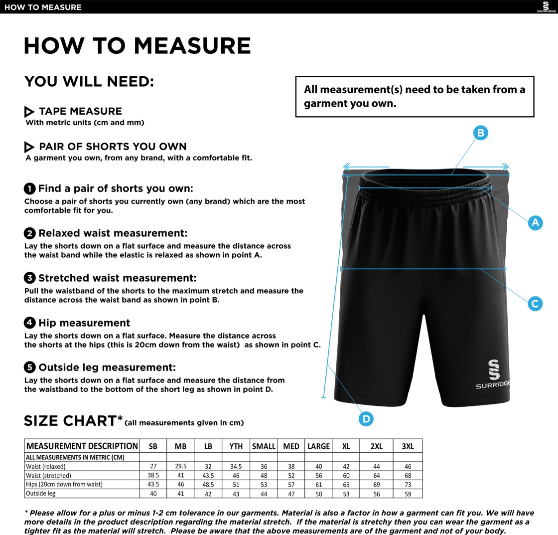 PE Department - Ripstop Pocketed Shorts - Unisex Fit - Size Guide