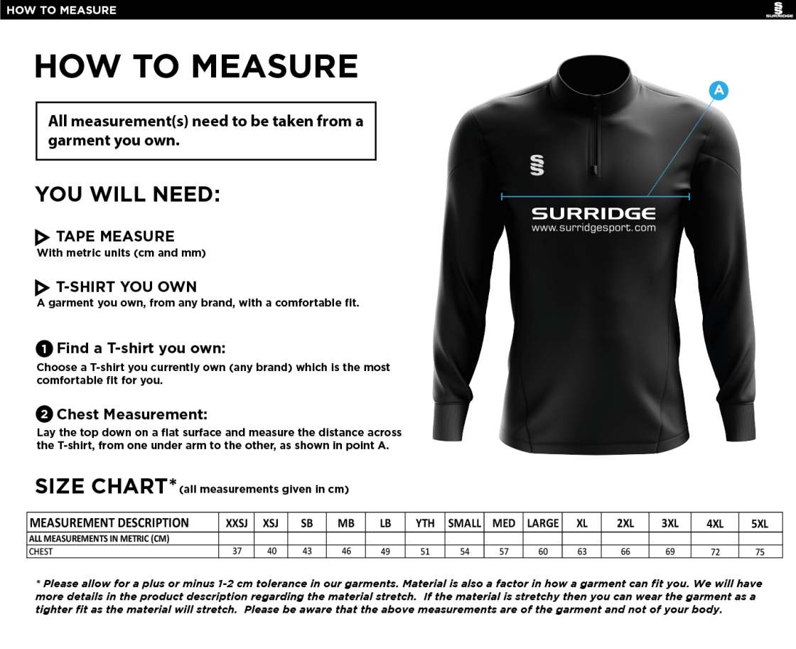 Performing Arts - Fuse Performance Top - Unisex Fit - Size Guide