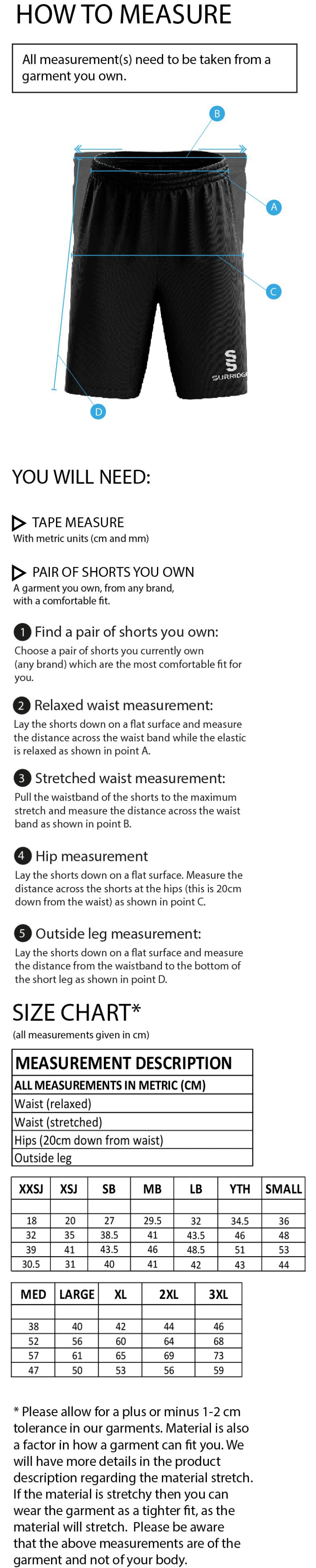 Inclusion Team - Fuse Short - Unisex Fit - Size Guide