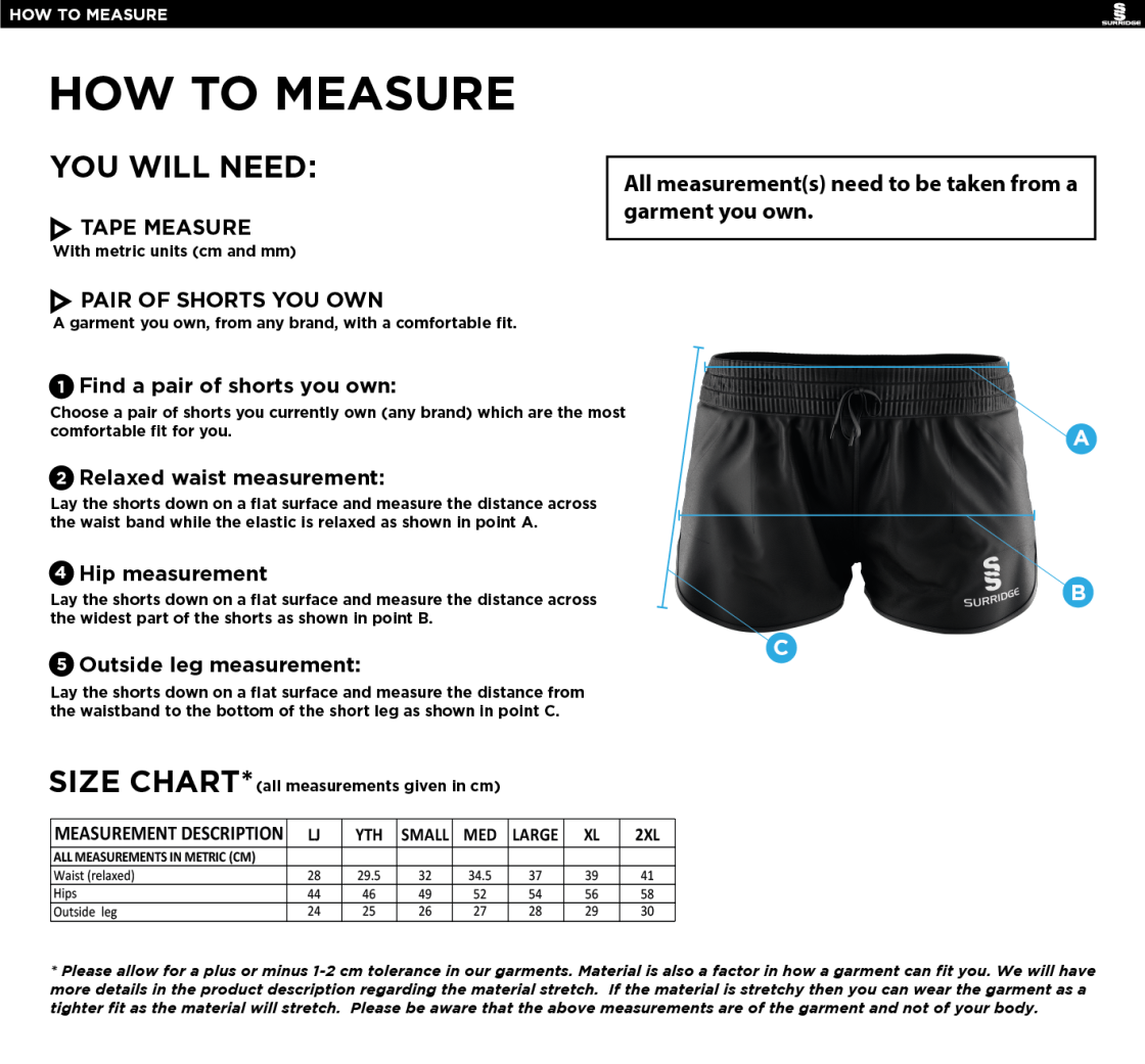 Performing Arts - Dual Active Short - Women's Fit - Size Guide