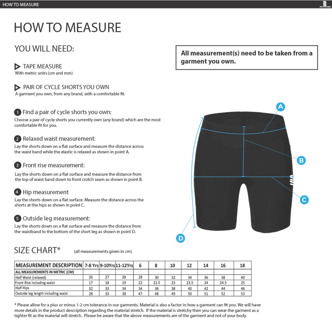 Pupils WOMENS DUAL CYCLING SHORT-Navy - Size Guide