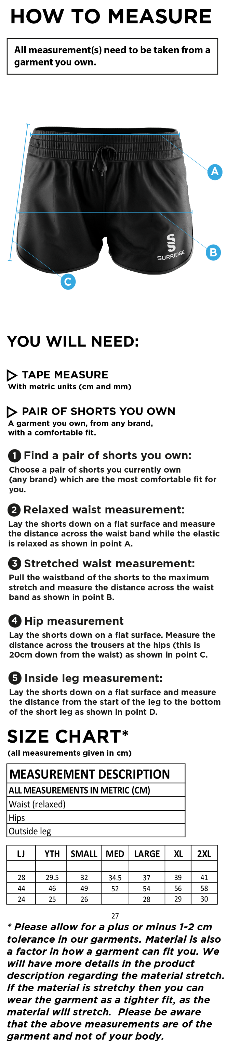 Inclusion Team - Dual Active Short - Women's Fit - Size Guide